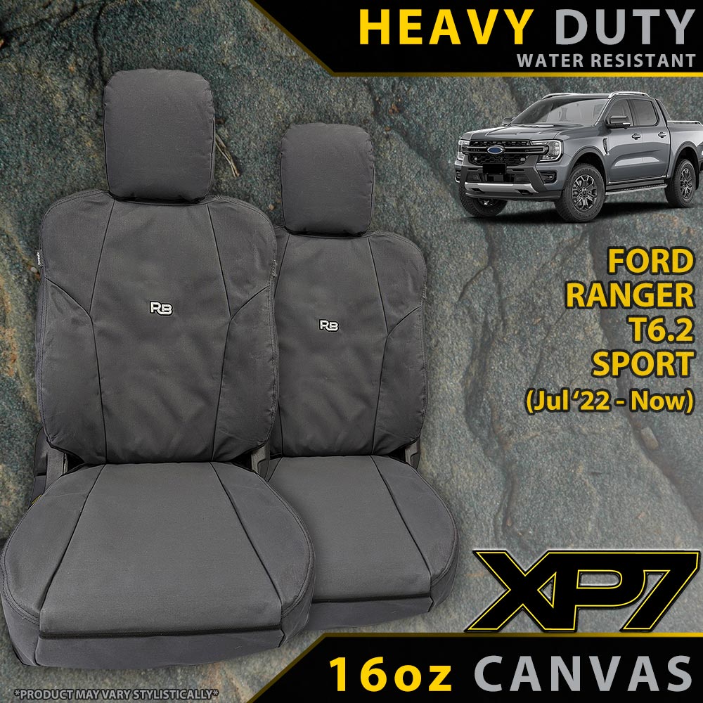 Ford Ranger T6.2 Sport & Tremor Heavy Duty XP7 Canvas 2x Front Seat Covers (Available)