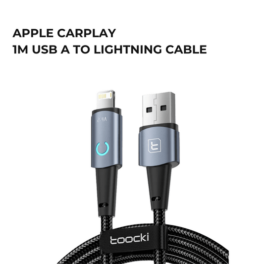 Braided Charging Cable 1M - USB A to Lightning Cable - Apple Carplay