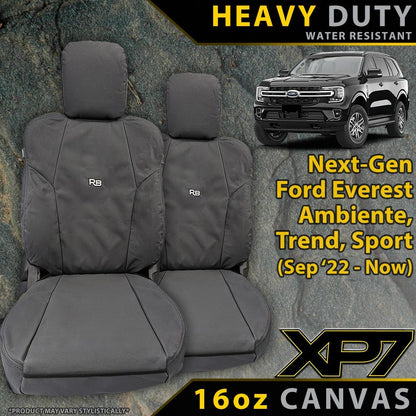 Ford Next-Gen Everest Ambiente, Trend & Sport Heavy Duty XP7 Canvas 2x Front Seat Covers