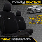Ford Ranger T6.2 XL, XLS & Black Edition Neoprene 2x Front Row Seat Covers
