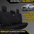 Ford Ranger T6.2 XL, XLS & Black Edition Neoprene Rear Row Seat Covers (In Stock)