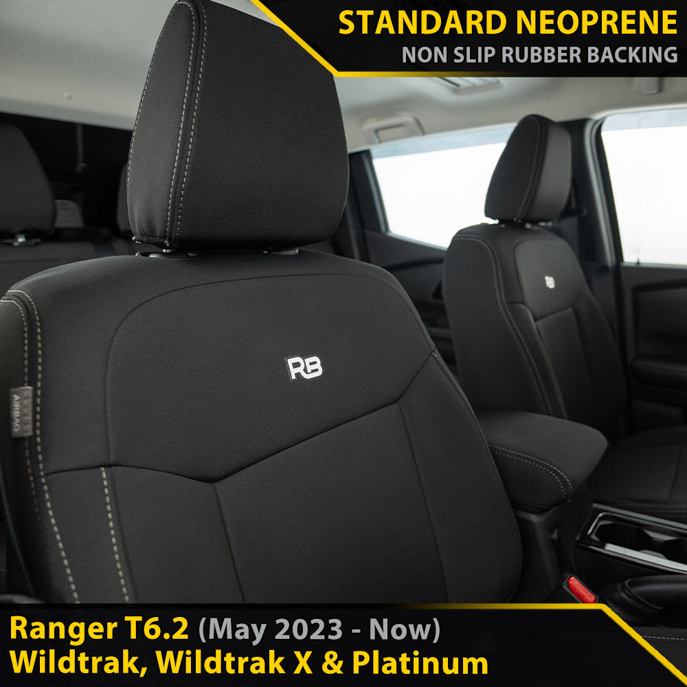 Ford Ranger T6.2 Wildtrak, Wildtrak X & Platinum Neoprene 2x Front Row Seat Covers (Made to Order)