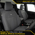 Ford Ranger T6.2 Wildtrak, Wildtrak X & Platinum Heavy Duty XP7 Canvas 2x Front Seat Covers (Made to Order)