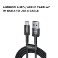 Braided Charging Cable 1M - USB A to USB C Carplay/AndrioAuto